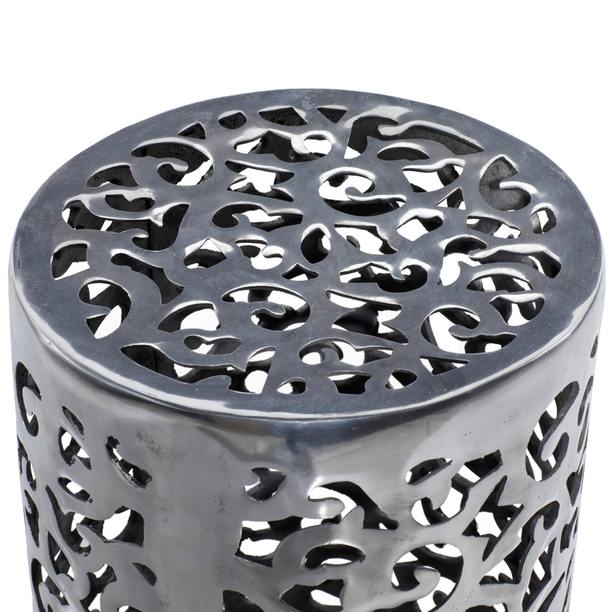 18" Silver Hollow Aluminum Contemporary Stool